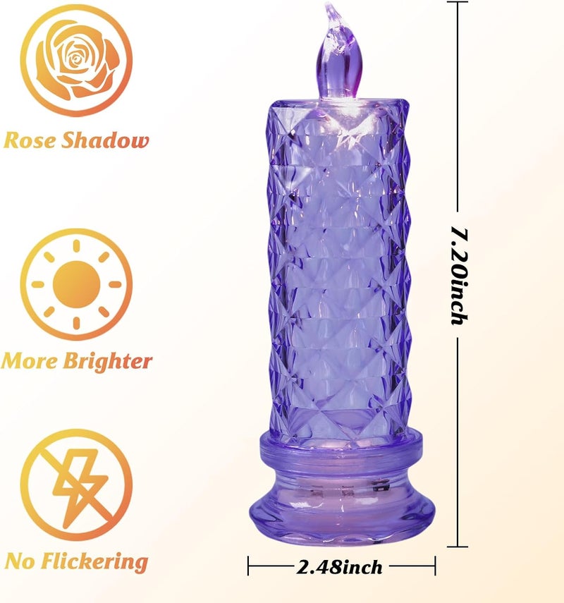 SupBri Store LED Candles, 4Pack Battery Operated Candles with Rose Light Halo, Romantic Flameless Pillar Candles for Valentines Halloween Decorations(Purple, D 2.5" x H 7.2") - Image 4